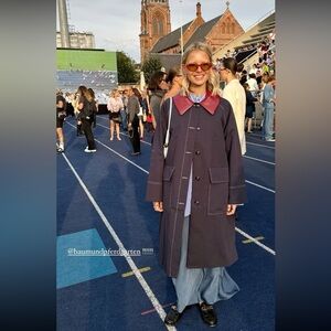 Baum und Pferdgarten Navy and Burgundy Trench Coat